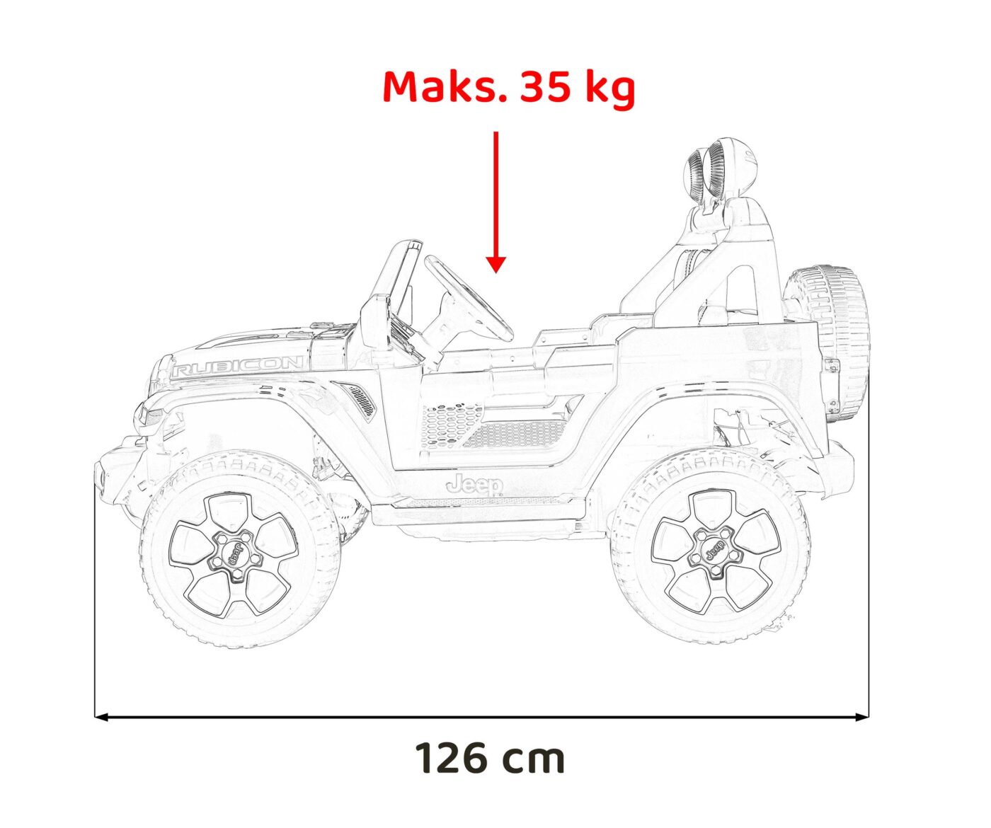 Jeep Wrangler Rubicon na akumulator dla dzieci Czerwony